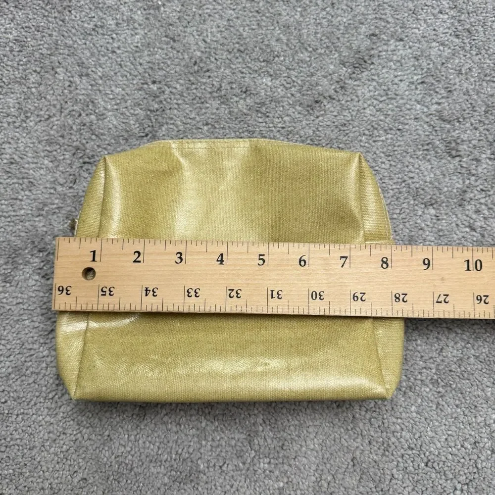 L'Occitane en Provence Gold Shimmer Canvas Cosmetic Bag Makeup Travel Pouch OS